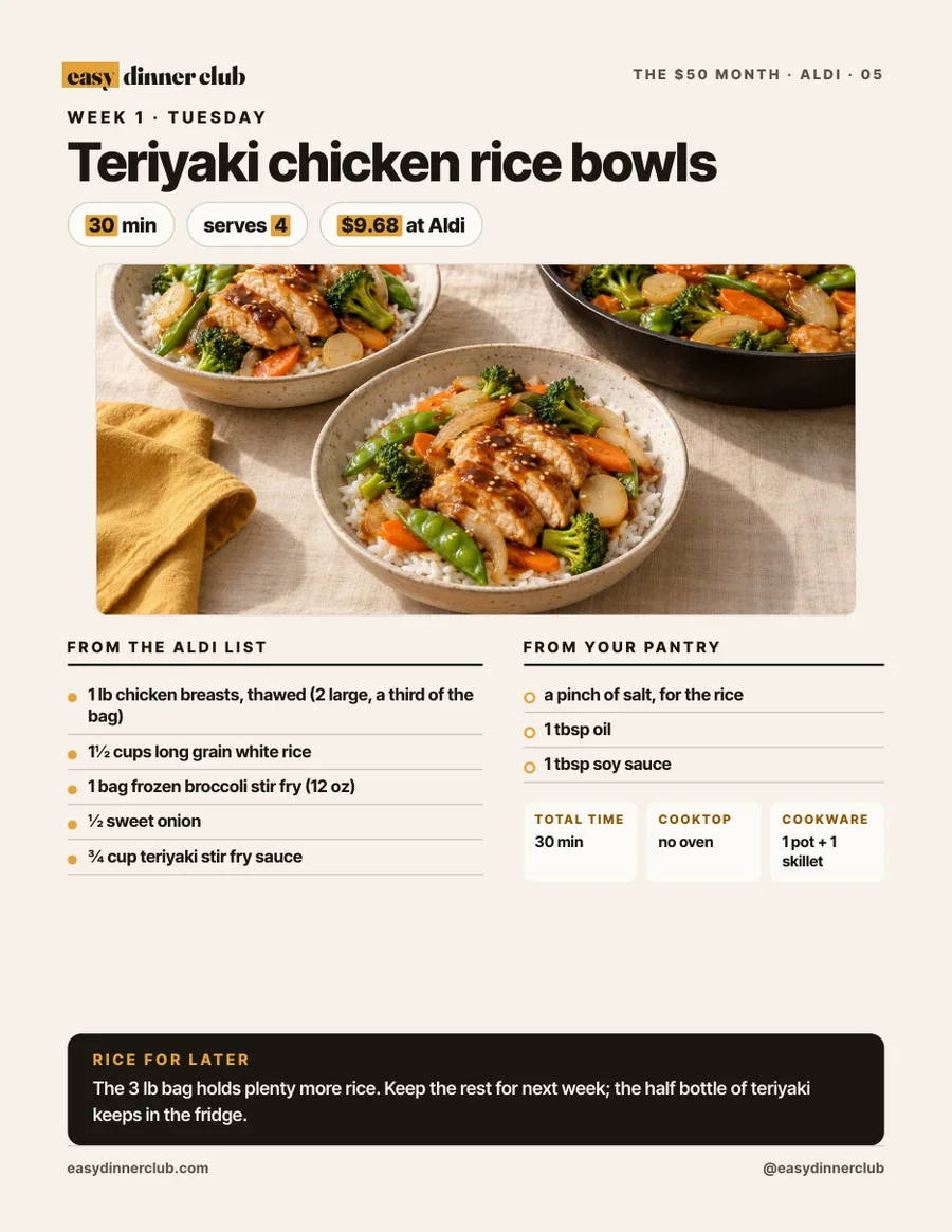 Tuesday: teriyaki chicken rice bowls
