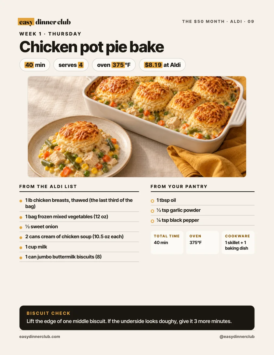 Thursday: chicken pot pie bake