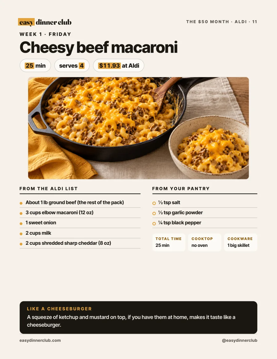 Friday: cheesy beef macaroni