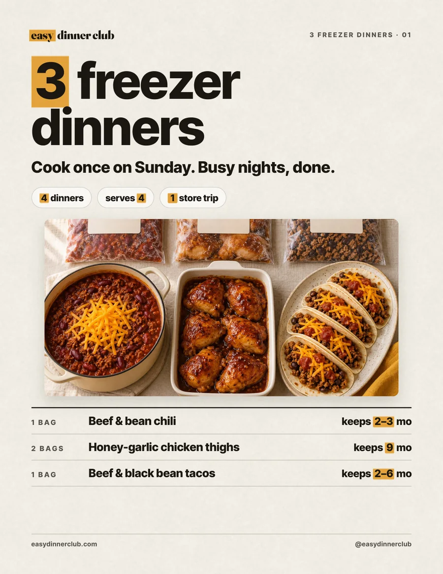 Cover: 3 freezer dinners
