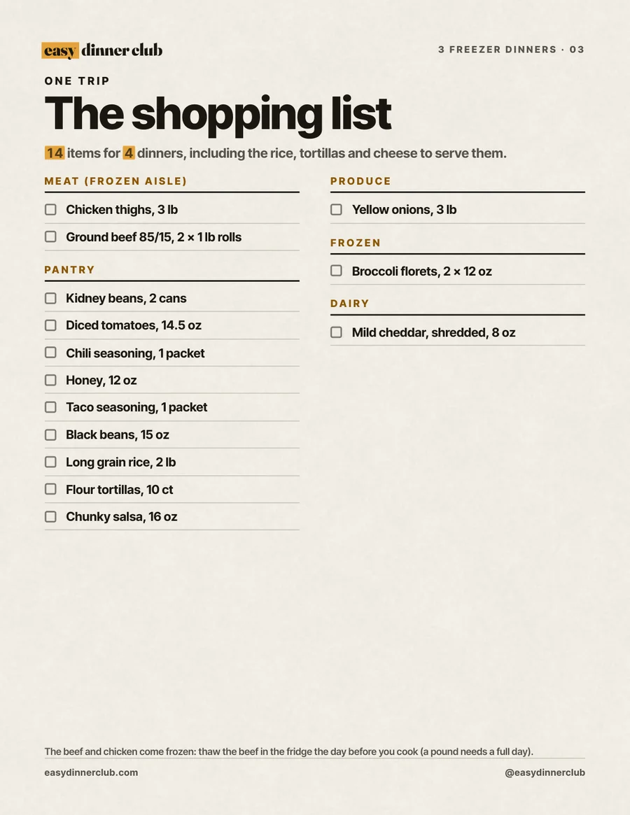 The shopping list, 14 items