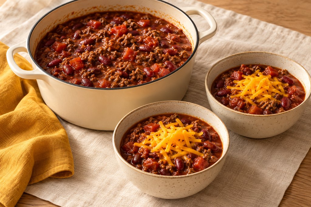 Beef & bean chili, ready to serve