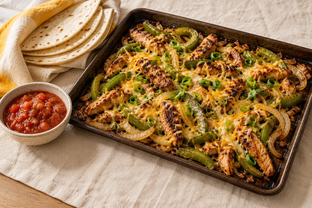 Sheet-pan chicken fajitas