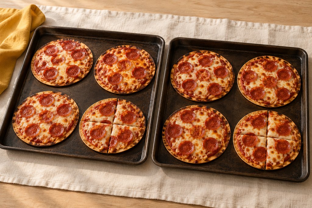 Tortilla pizzas, ready to serve