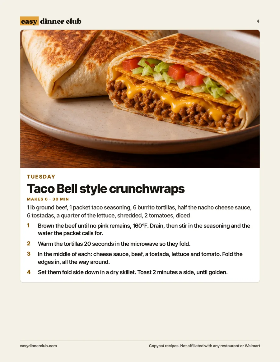 Tuesday: Taco Bell style crunchwraps