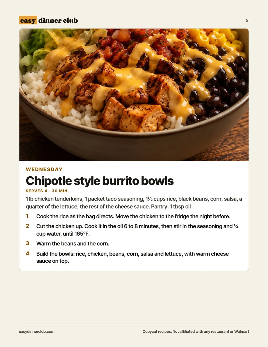 Wednesday: Chipotle style burrito bowls