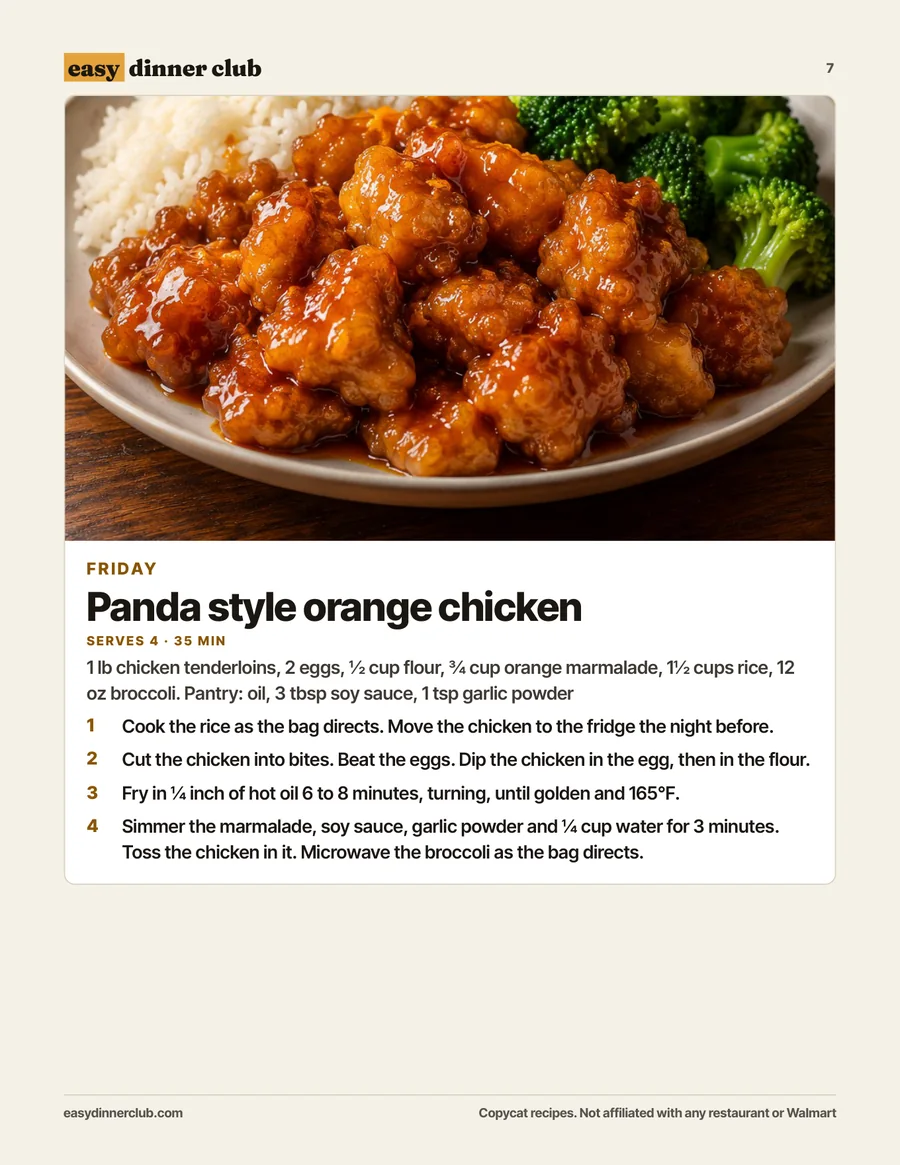 Friday: Panda style orange chicken